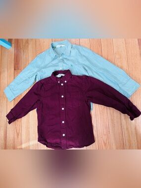 H&M burgundy and mint size 4T button-up shirt